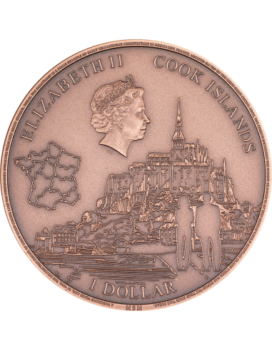 MONT SAINT MICHEL 50g Copper Coin 1$ Cook Islands 2023 - Coins & More - Cook Islands