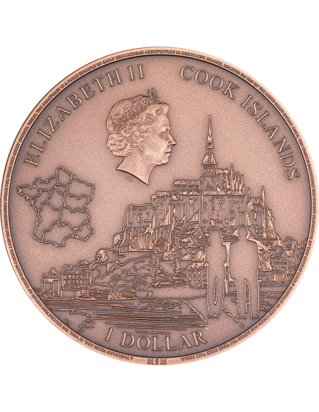 MONT SAINT MICHEL 50g Copper Coin 1$ Cook Islands 2023 - Coins & More - Cook Islands