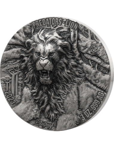 LION Predators series 3 Oz Silver Coin 5000 Francs Ivory Coast 2023 - Coins & More - Costa de Marfil