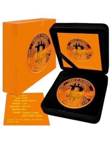 BITCOIN Red Orange Colorized 1 Oz Silver Coin 2$ Niue 2022 - Coins & More - Niue