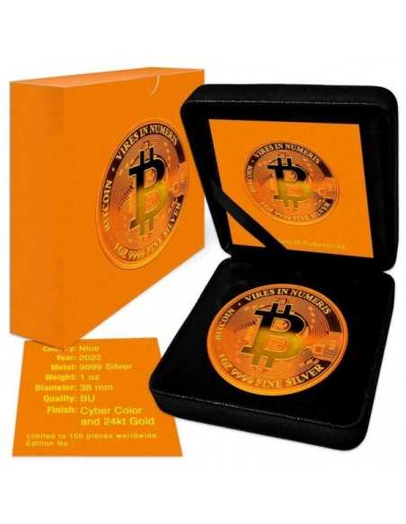 BITCOIN Red Orange Colorized 1 Oz Silver Coin 2$ Niue 2022 - Coins & More - Niue