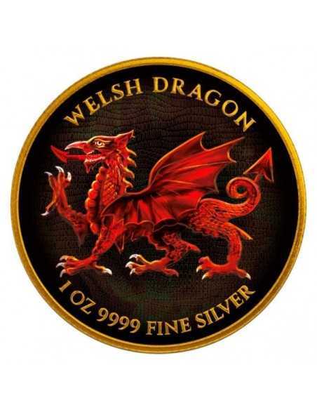 WELSH DRAGON Gold Gilded 1 Oz Silver Coin 2$ Niue 2022 - Coins & More - Niue