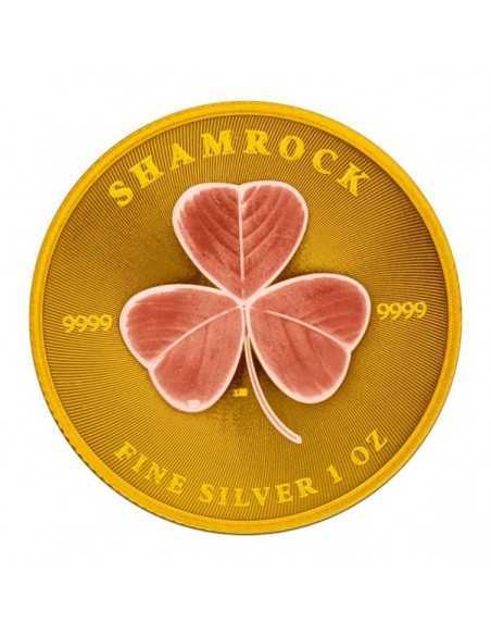 SHAMROCK Rose Gold Gilded 1 Oz Silver Coin 2$ Niue 2022 - Coins & More - Niue