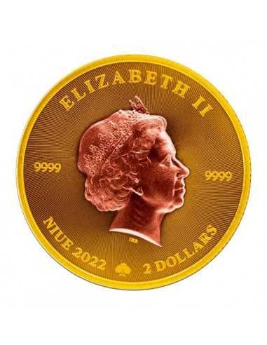 SHAMROCK Rose Gold Gilded 1 Oz Silver Coin 2$ Niue 2022 - Coins & More - Niue