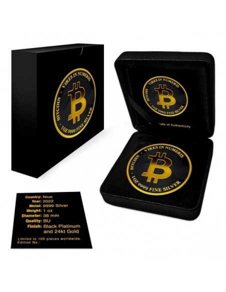 BITCOIN Black Platinum 1 Oz Silver Coin 2$ Niue 2022 - Coins & More - Niue
