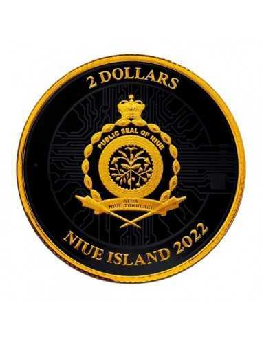 BITCOIN Black Platinum 1 Oz Silver Coin 2$ Niue 2022 - Coins & More - Niue
