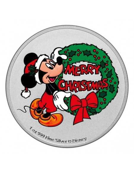 CHRISTMAS Mickey Mouse Disney 1 Oz Silver Coin 2$ Niue 2021 - Coins & More - Niue