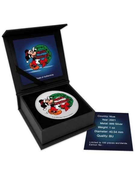 CHRISTMAS Mickey Mouse Disney 1 Oz Silver Coin 2$ Niue 2021 - Coins & More - Niue