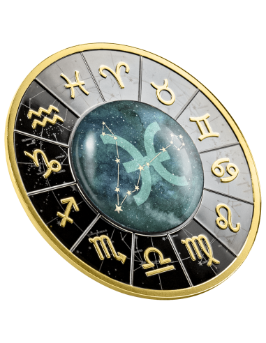 PISCES Zodiac Signs Silver Coin 500 Francs CFA Cameroon 2023 - Coins & More - Cameroon
