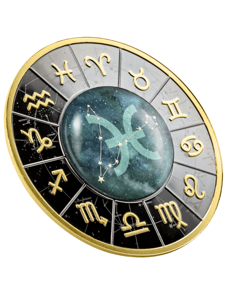 PISCES Zodiac Signs Silver Coin 500 Francs CFA Cameroon 2023 - Coins & More - Cameroon