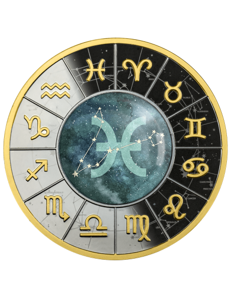 PISCES Zodiac Signs Silver Coin 500 Francs CFA Cameroon 2023 - Coins & More - Cameroon