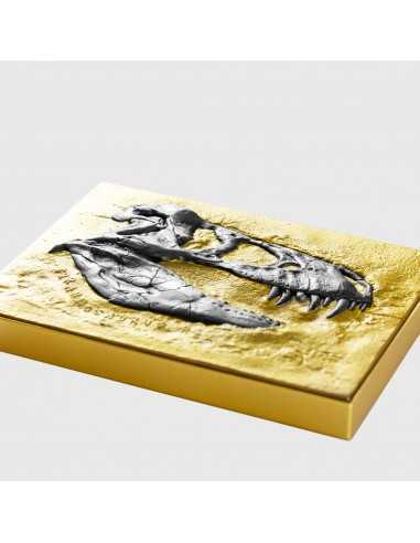 TYRANNOSAURUS REX FOSSIL Gilded 1 Oz Silver & 14 Oz Copper Coin 5000 Francs Chad 2023 - Coins & More - Tchad