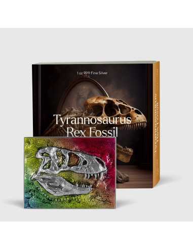TYRANNOSAURUS REX FOSSIL Pop Art 1 Oz Silver & 14 Oz Copper Coin 5000 Francs Chad 2023 - Coins & More - Chad