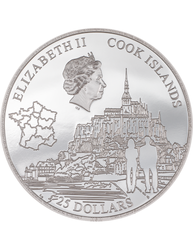 MONT SAINT MICHEL 5 Oz Silver Coin 25$ Cook Islands 2023 - Coins & More - Cook Islands