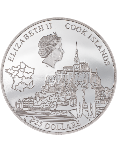 MONT SAINT MICHEL 5 Oz Silver Coin 25$ Cook Islands 2023 - Coins & More - Cook Islands