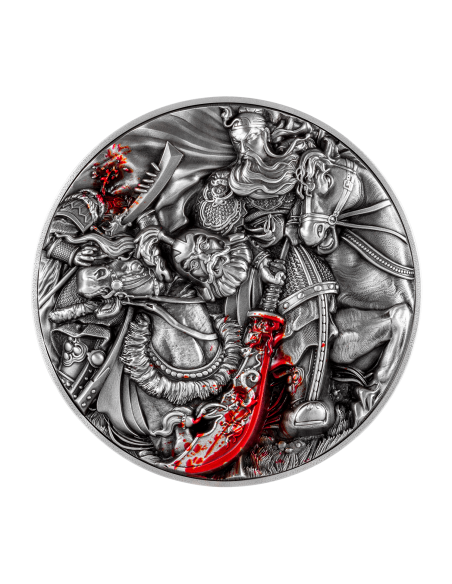 GUAN YU SLAYS HUA XIONG 2 Oz Silver Coin 10000 CFA Francs Tchad 2023 - Coins & More - Tchad