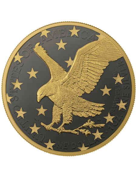 SILVER EAGLE - GOLDEN RING 2023 1 Oz Silver Ruthenium & Gold Coin 1$ Dollar USA 2023 - Coins & More - Nouveautés