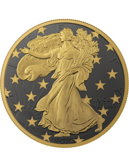 SILVER EAGLE - GOLDEN RING 2023 1 Oz Silver Ruthenium & Gold Coin 1$ Dollar USA 2023 - Coins & More - Nouveautés