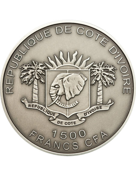 MECCA QIBLA COMPASS Magnetic Silver Coin 1000 Francs Ivory Coast 2010 - Coins & More - Côte d'Ivoire