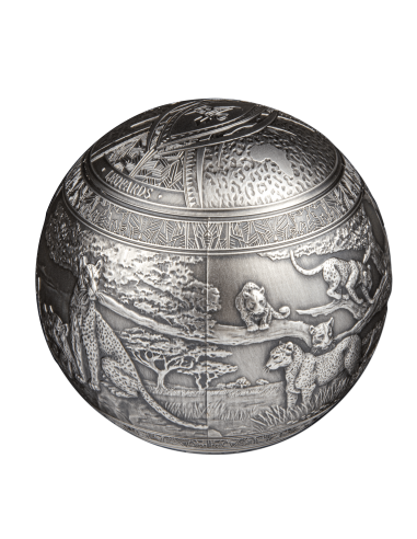 BIG FIVE LEOPARD Spherical 1 Kg Kilo Silver Coin 1000 Francs Djibouti 2023 - Coins & More - Afrique