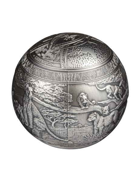 BIG FIVE LEOPARD Spherical 1 Kg Kilo Silver Coin 1000 Francs Djibouti 2023 - Coins & More - Afrique