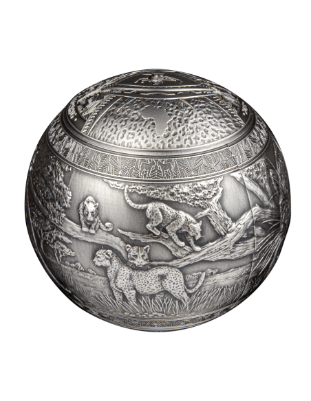 BIG FIVE LEOPARD Spherical 1 Kg Kilo Silver Coin 1000 Francs Djibouti 2023 - Coins & More - Afrique