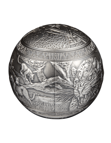 BIG FIVE LEOPARD Spherical 1 Kg Kilo Silver Coin 1000 Francs Djibouti 2023 - Coins & More - Afrique