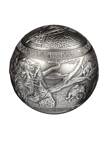 BIG FIVE LEOPARD Spherical 1 Kg Kilo Silver Coin 1000 Francs Djibouti 2023 - Coins & More - Afrique