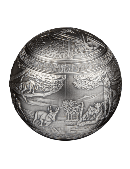 BIG FIVE LEOPARD Spherical 1 Kg Kilo Silver Coin 1000 Francs Djibouti 2023 - Coins & More - Afrique