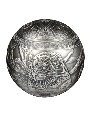BIG FIVE LEOPARD Spherical 1 Kg Kilo Silver Coin 1000 Francs Djibouti 2023 - Coins & More - Afrique