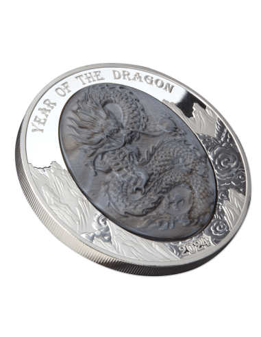 DRAGON Mother of Pearl Lunar Year 5 Oz Silver Coin 25$ Solomon Islands 2024 - Coins & More - Islas Salomón