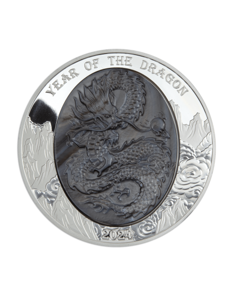 DRAGON Mother of Pearl Lunar Year 5 Oz Silver Coin 25$ Solomon Islands 2024 - Coins & More - Islas Salomón