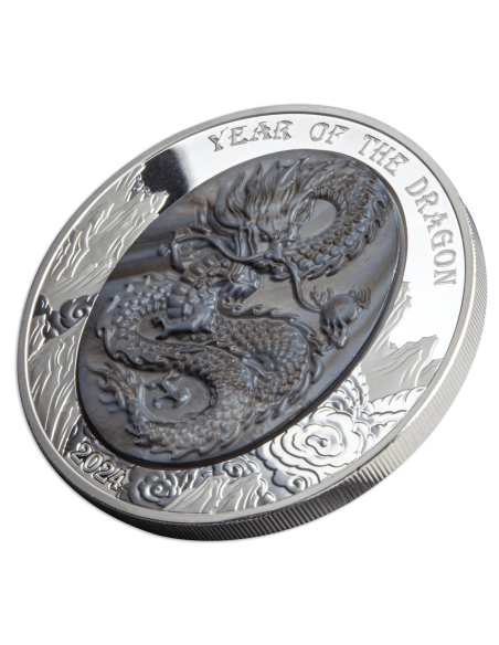 DRAGON Mother of Pearl Lunar Year 5 Oz Silver Coin 25$ Solomon Islands 2024 - Coins & More - Islas Salomón
