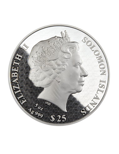 DRAGON Mother of Pearl Lunar Year 5 Oz Silver Coin 25$ Solomon Islands 2024 - Coins & More - Islas Salomón