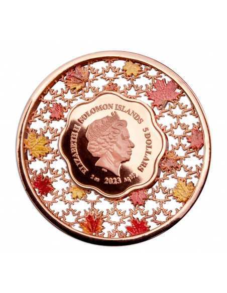 FILIGREE MAPLE LEAF 2 Oz Silver Coin 5$ Solomon Islands 2023 - Coins & More - Isole Salomone