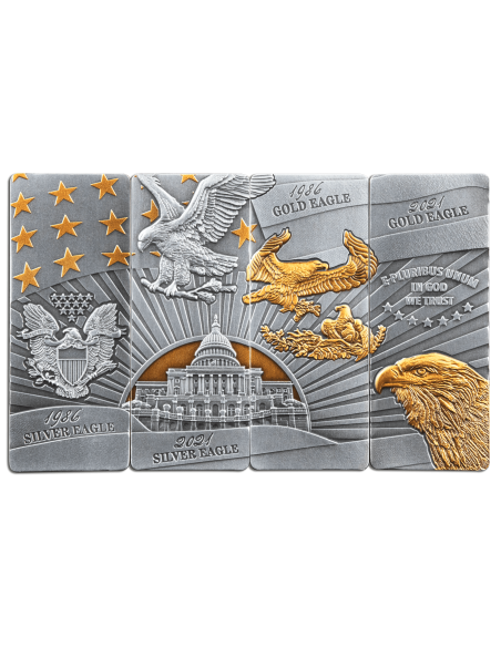 AMERICAN EAGLE Set 4x1 Oz Silver Coins 5$ Barbados 2023 - Coins & More - Barbade