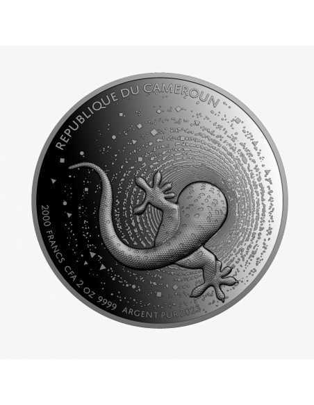 HERPETON GECKO 2 Oz Silver Coin 2000 Francs CFA Cameroon 2023 - Coins & More - Camerún