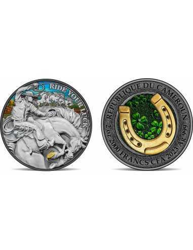 RIDE YOUR LUCK 2 Oz Silver Coin 2000 Francs CFA Cameroon 2023 - Coins & More - Camerun