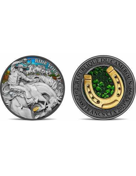 RIDE YOUR LUCK 2 Oz Silver Coin 2000 Francs CFA Cameroon 2023 - Coins & More - Camerun