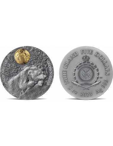 BROWN BEAR Wildlife in the Moonlight 2 Oz Silver Coin 5$ Niue 2023 - Coins & More - Africa