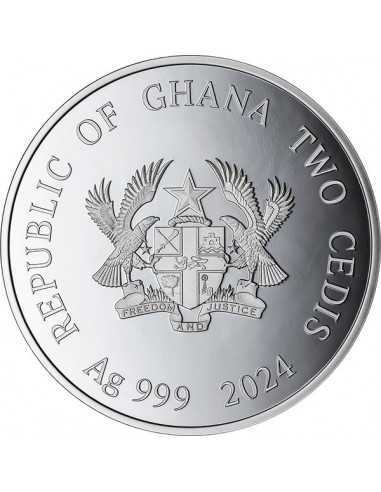 YEAR OF THE DRAGON Lunar Year 1/2 Oz Silver Proof Coin 2 Cedis Ghana 2024 - Coins & More - Afrika