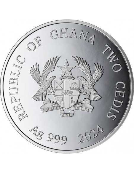 YEAR OF THE DRAGON Lunar Year 1/2 Oz Silver Proof Coin 2 Cedis Ghana 2024 - Coins & More - Afrika