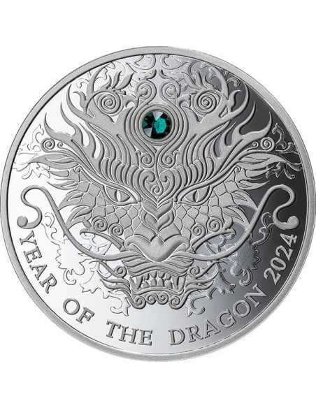 YEAR OF THE DRAGON Lunar Year 1/2 Oz Silver Proof Coin 2 Cedis Ghana 2024 - Coins & More - Afrika