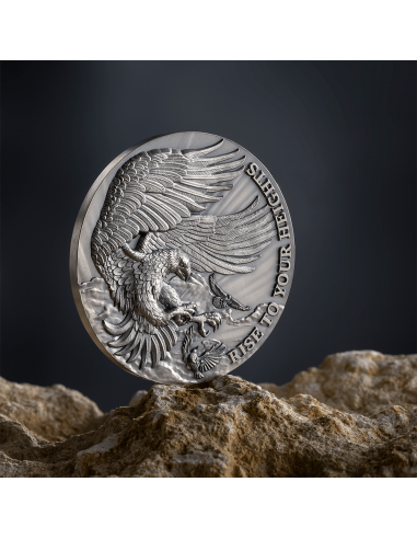 EAGLE AND RAVEN 2 Oz Silver Coin 10 Cedis Ghana 2023 - Coins & More - Ghana