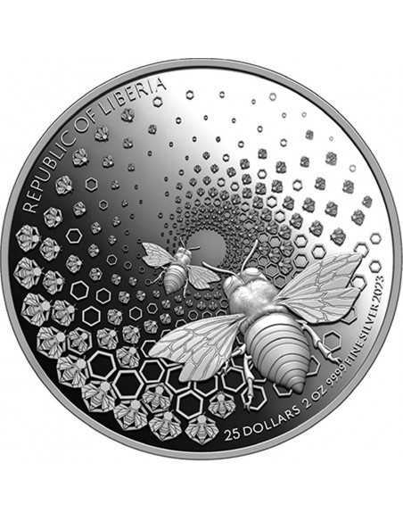 BEE Entoma 2 Oz Silver Coin 25$ Liberia 2023 - Coins & More - Cameroun