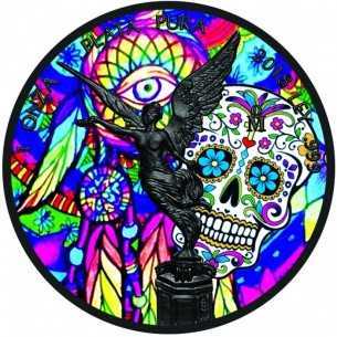 Mexico 1 oz Libertad " Day Of The Dead " Silver Ruthenium Plated Colorized Coin Dia De Los Muertos - Coins & More - Accueil