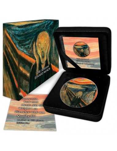 "SCREAM" Edvard Munch Walking Liberty 1 Oz Silver Coin 1$ USA 2019