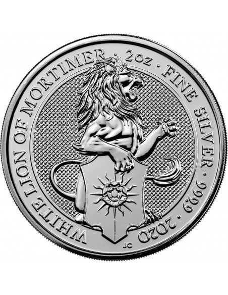 THE LION OF MORTIMER United Kingdom 5 Pound 2020 - 2 oz Queen's Beast Silver coin UK
