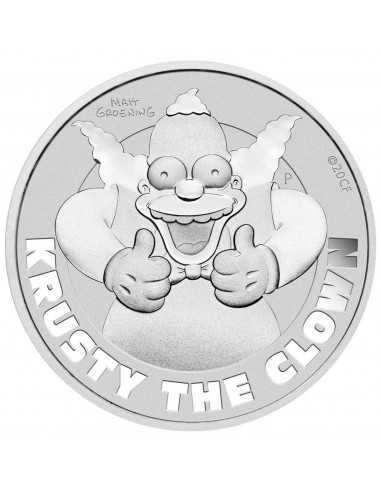 COINCARD KRUSTY THE CLOWN - SIMPSON Perth Mint 1 oz silver coin TUVALU 1$ Dollar 2020 - Coins & More - Films and Series