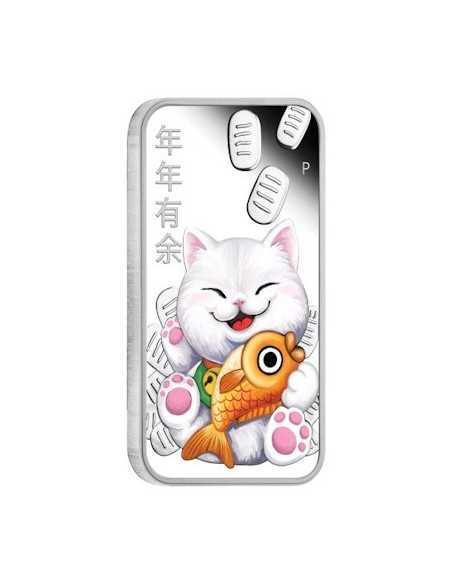 LUCKY CAT Maneki Neko 1 Oz Silver Coin 1$ Tuvalu 2020 - Coins & More - Tuvalu
